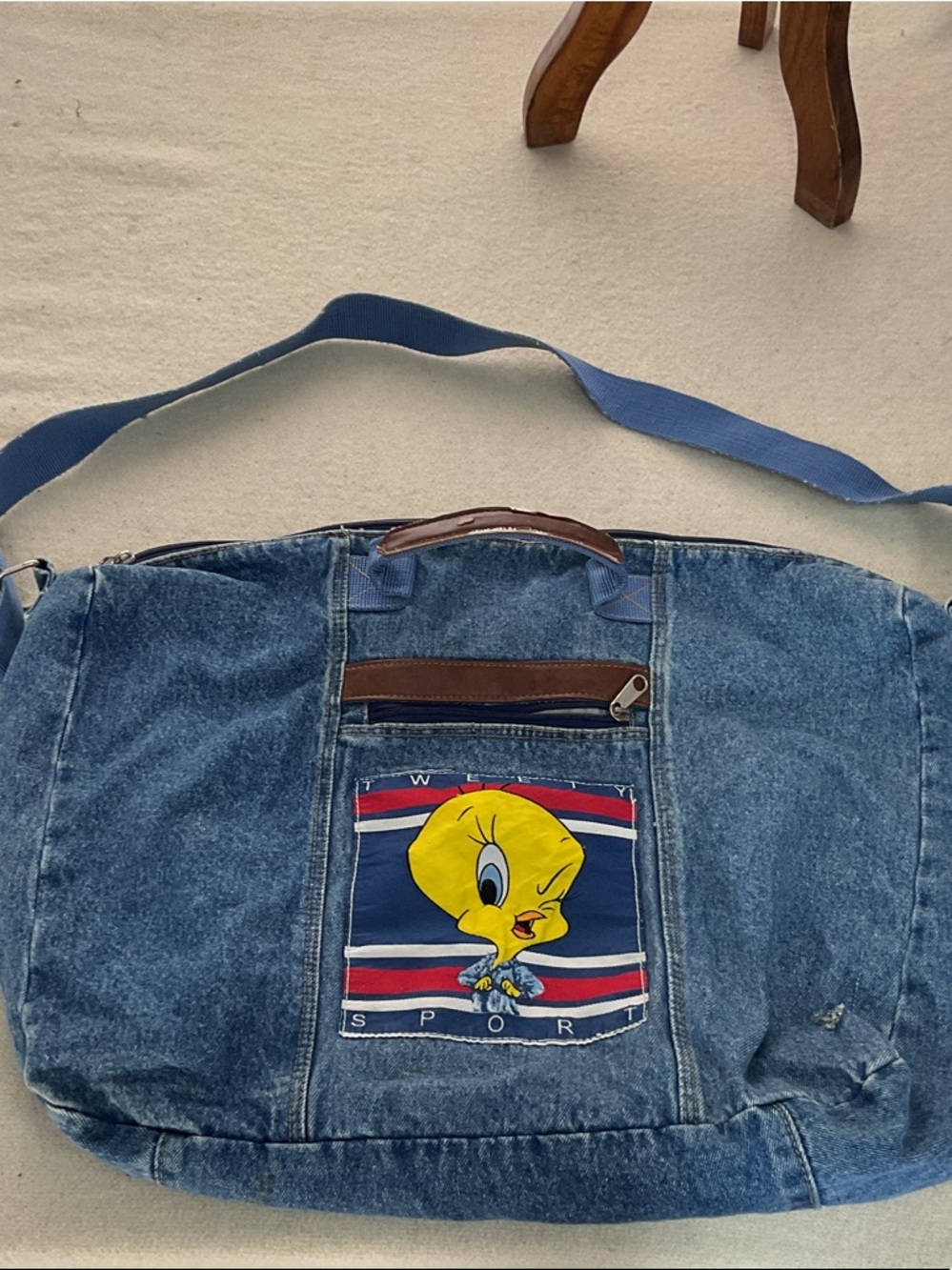 Tweety Sport Denim Duffel Bag - Blue